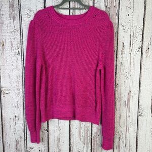 GAP Women’s Size Large Shaker Sweater Confetti Pink Purple Crew Neck Long Sleeve